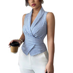Tie-waist slimming vest shirt