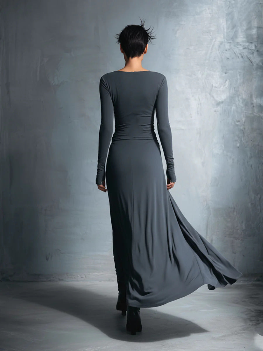 Flat knit wrap skirt knot long skirt