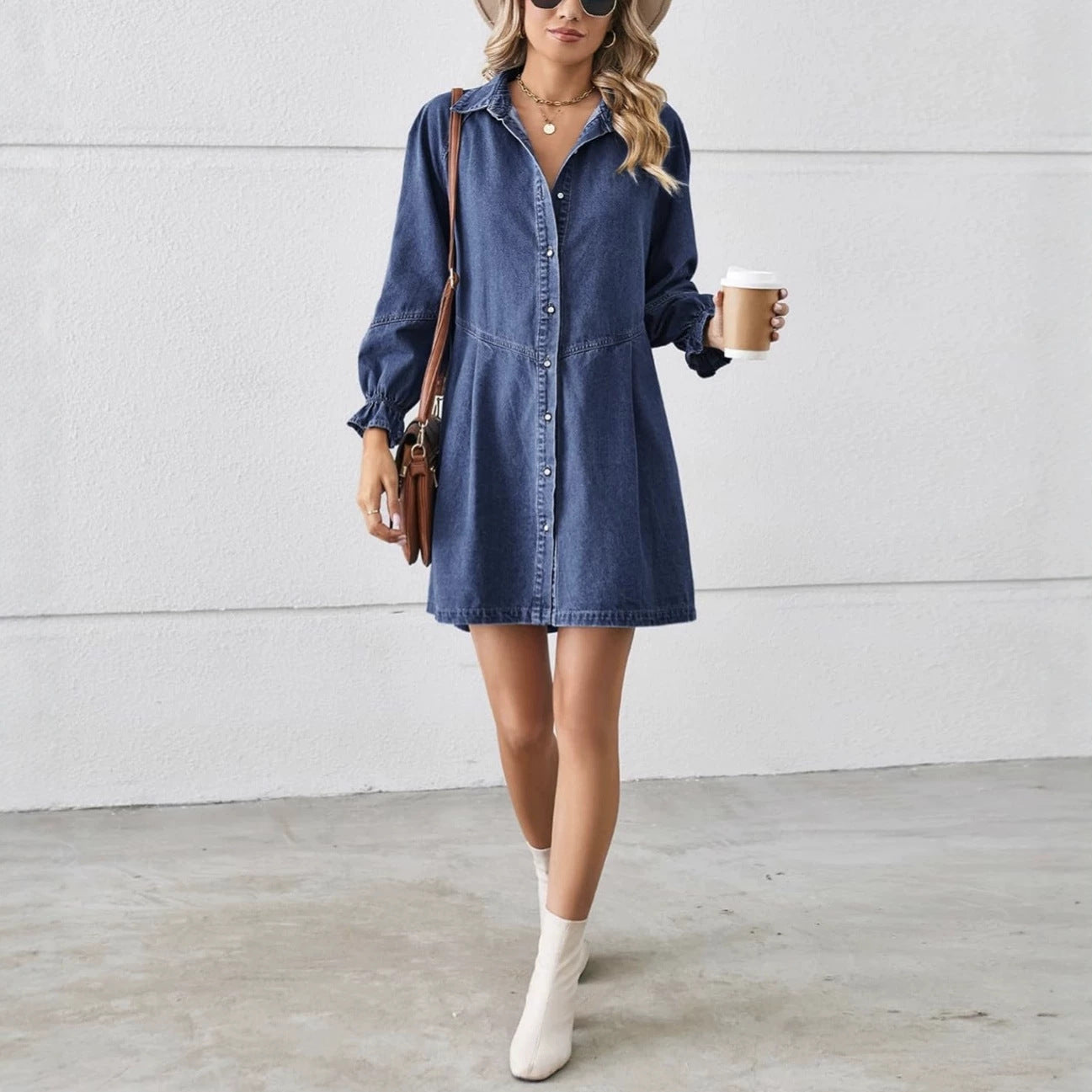 Lantern sleeve loose dress