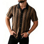 Shirt Vintage Checked Knitted Short Sleeve Shirt