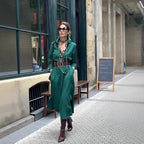 Drop mid-length skirt shirt collar dress