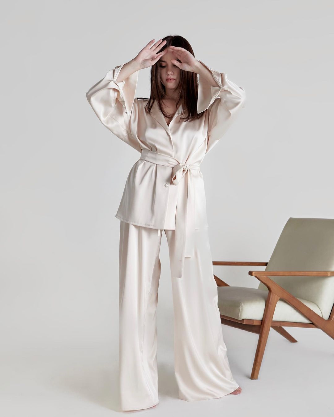 Simulated silk loungewear set