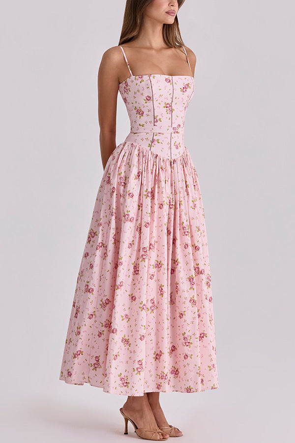 Floral suspender dress