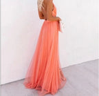 Casual tube top suspender gauze dress