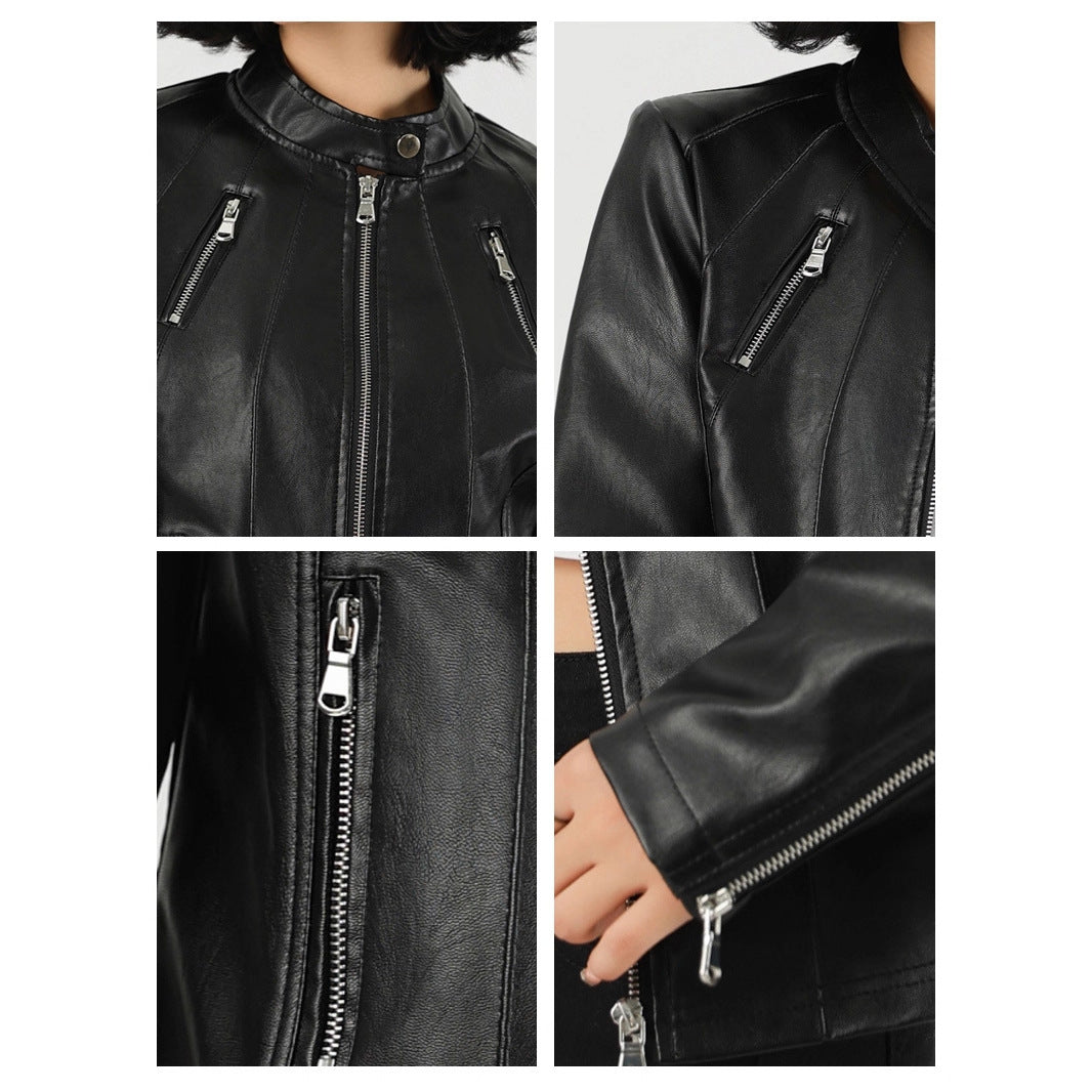 Stand-up collar slim-fit jacket