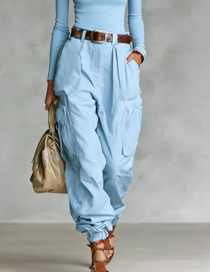 Multi-pocket tooling trousers for women