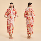 Satin chiffon bathrobe shuffle print nightgown