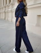 Striped short lapel suit