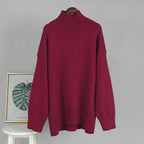 Solid color turtleneck knitted sweater