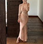 Lace up slim fit silk mulberry silk dress