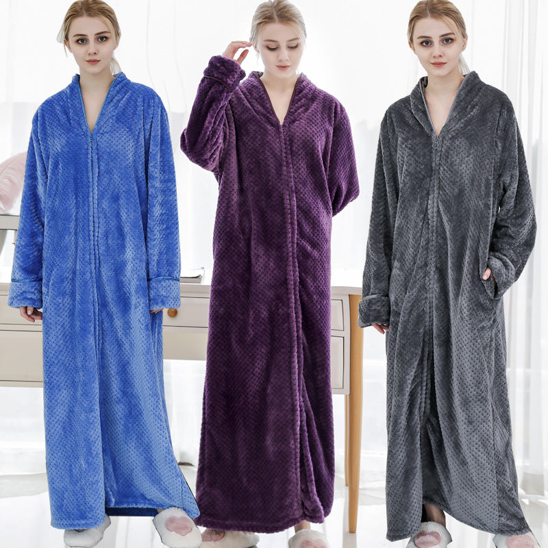 Thickened and extra long flannel pajamas, pineapple plaid pajamas