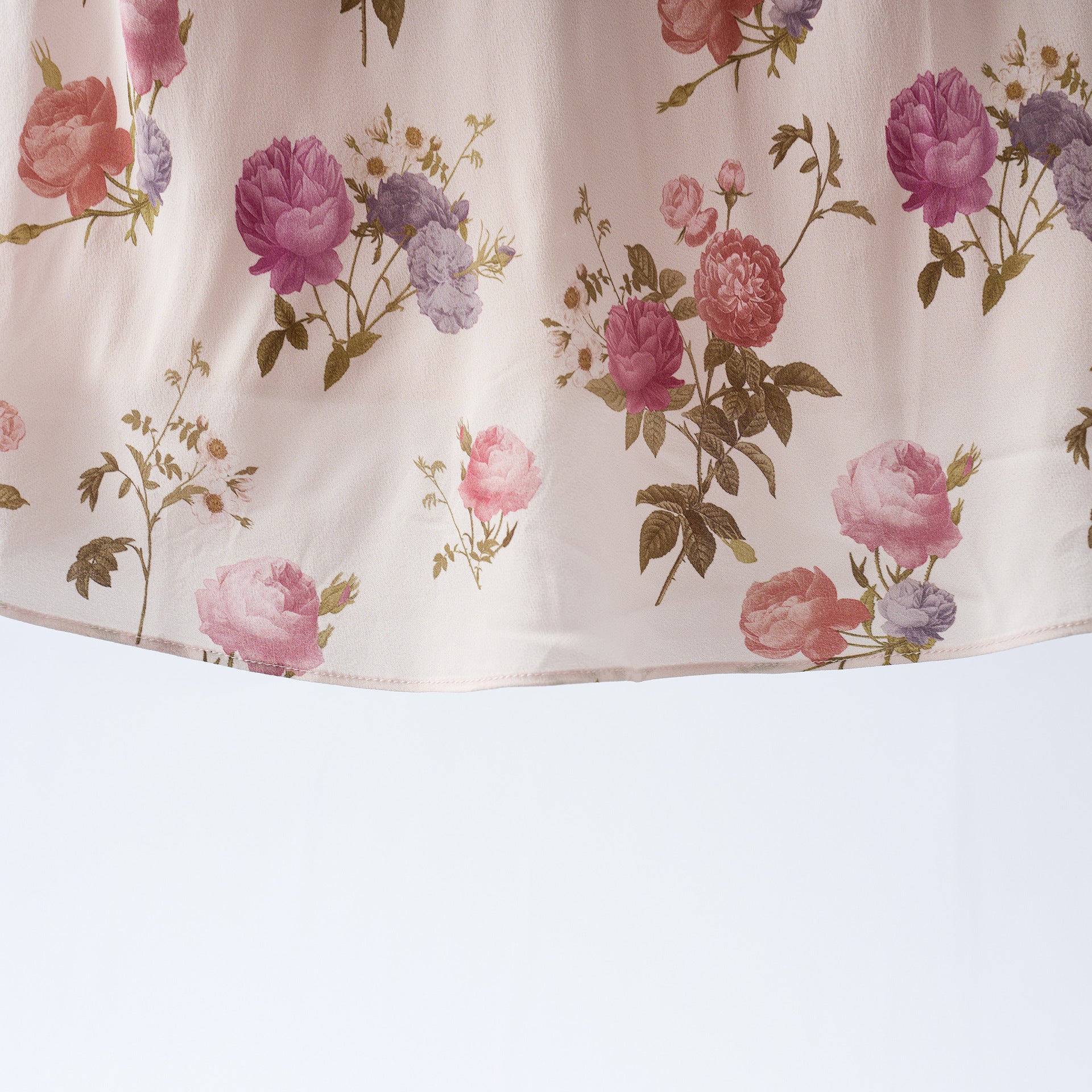 Little Rose Temperament Mulberry Silk Lotus Leaf Edge Dress