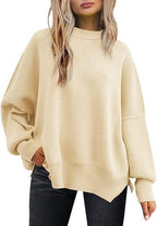 crew neck bat wing long-sleeved sweater