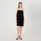 Silk dress black small bow mulberry silk suspender skirt