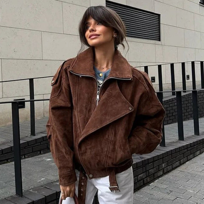 Casual brown loose jacket