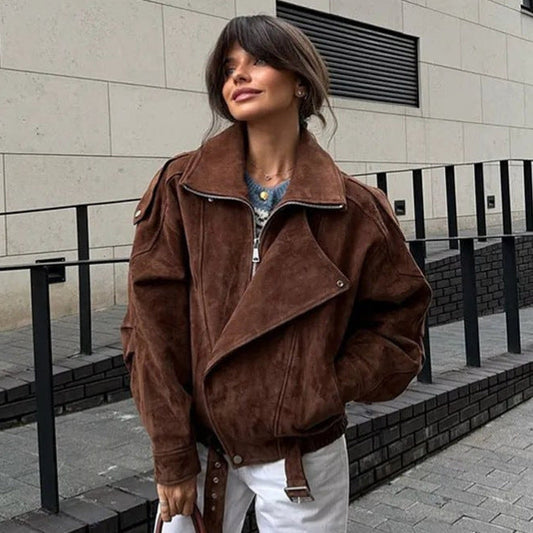 Casual brown loose jacket