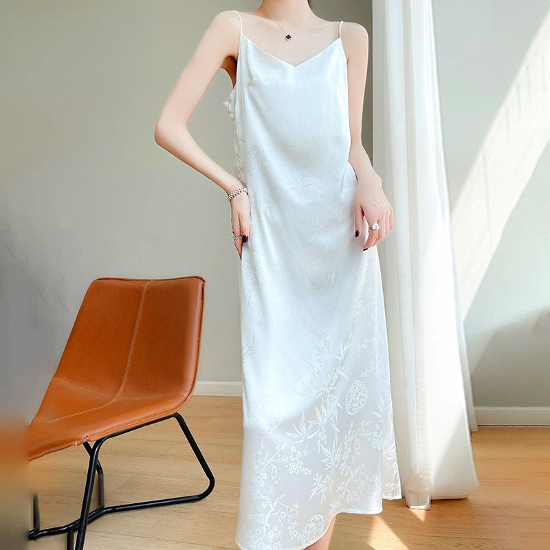 Silk mulberry silk suspender dress