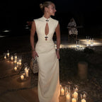 Hollow-out retro hip-wrapped dress for women