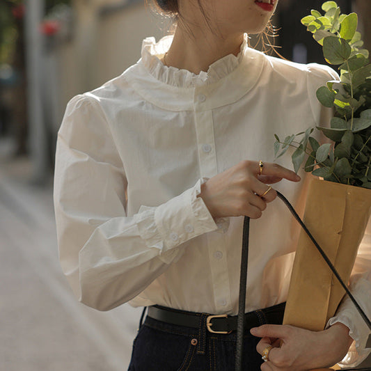 White Shirt Women's Long Sleeve Bottom Shirt