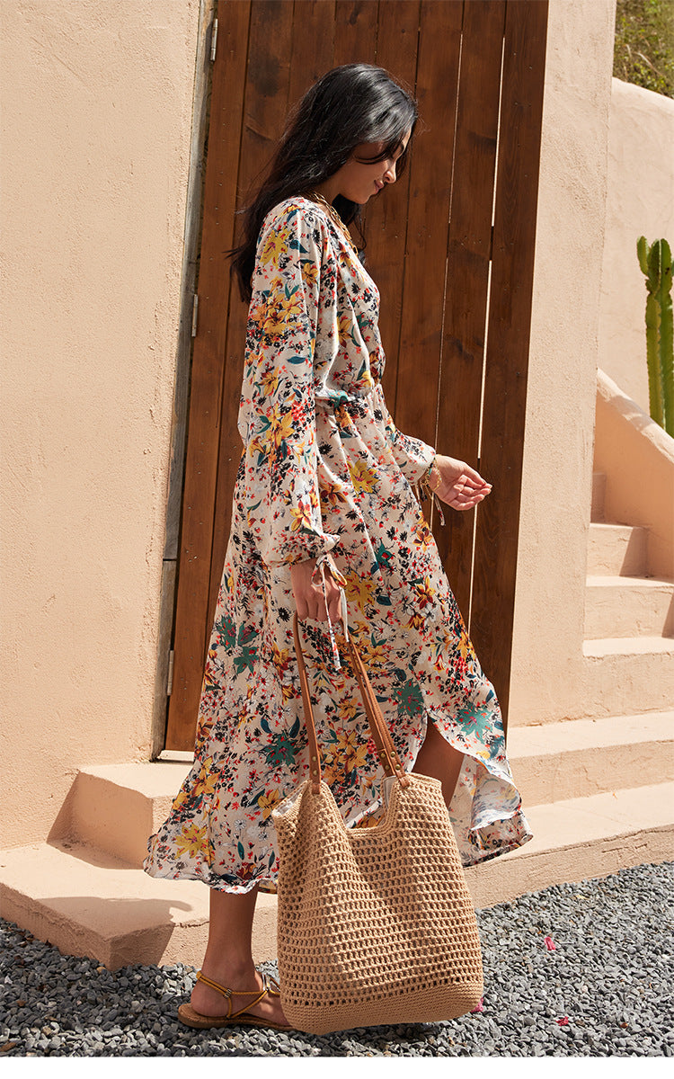 Floral summer pleated floral print dress