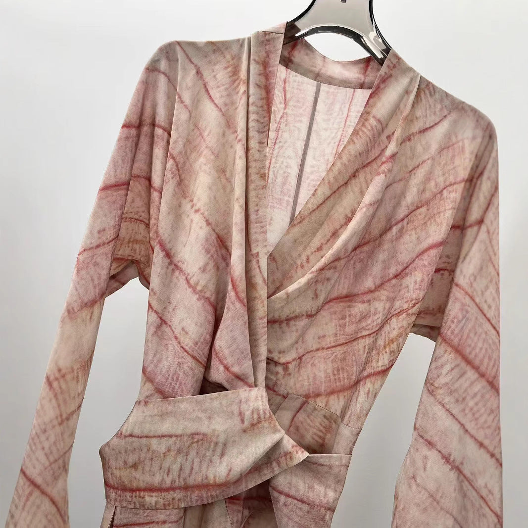 Lace up slim fit silk mulberry silk dress