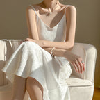 V-neck silk printing temperament slim base sexy dress