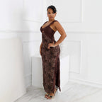 Backless slim print dress
