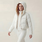 Hooded 3-in-1 short down jacket lamb wool ski jacket two-piece set