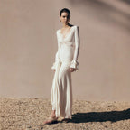 V-neck lace see-through slim-fit dress