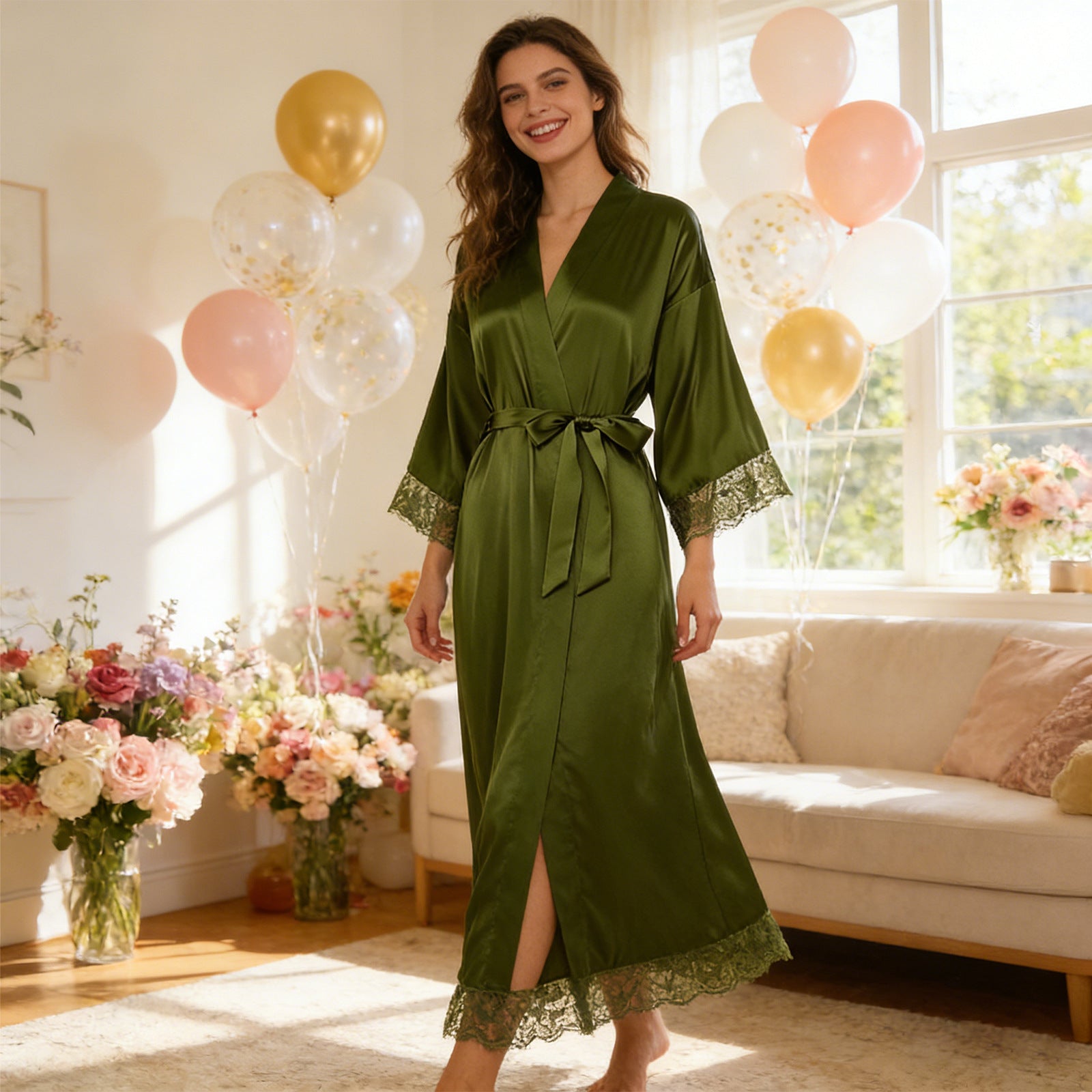 Satin imitation silk stretch dress