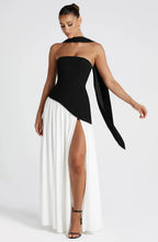 Tube top solid color split dress