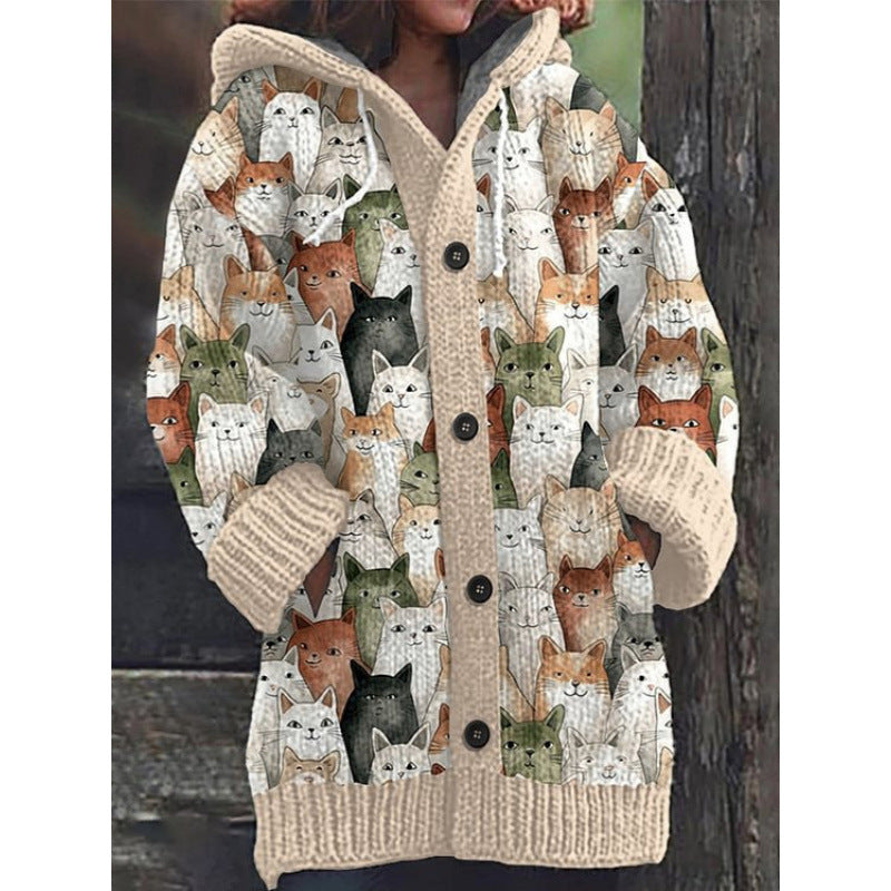 Halloween Animal 3D Printed Casual Hooded Cloak Jacket