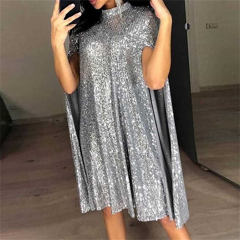 Beaded long-sleeved split dress