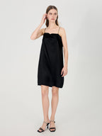 Silk dress black small bow mulberry silk suspender skirt