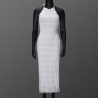Backless pleated fabric dress