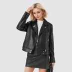 Leather jacket short lapel leather jacket
