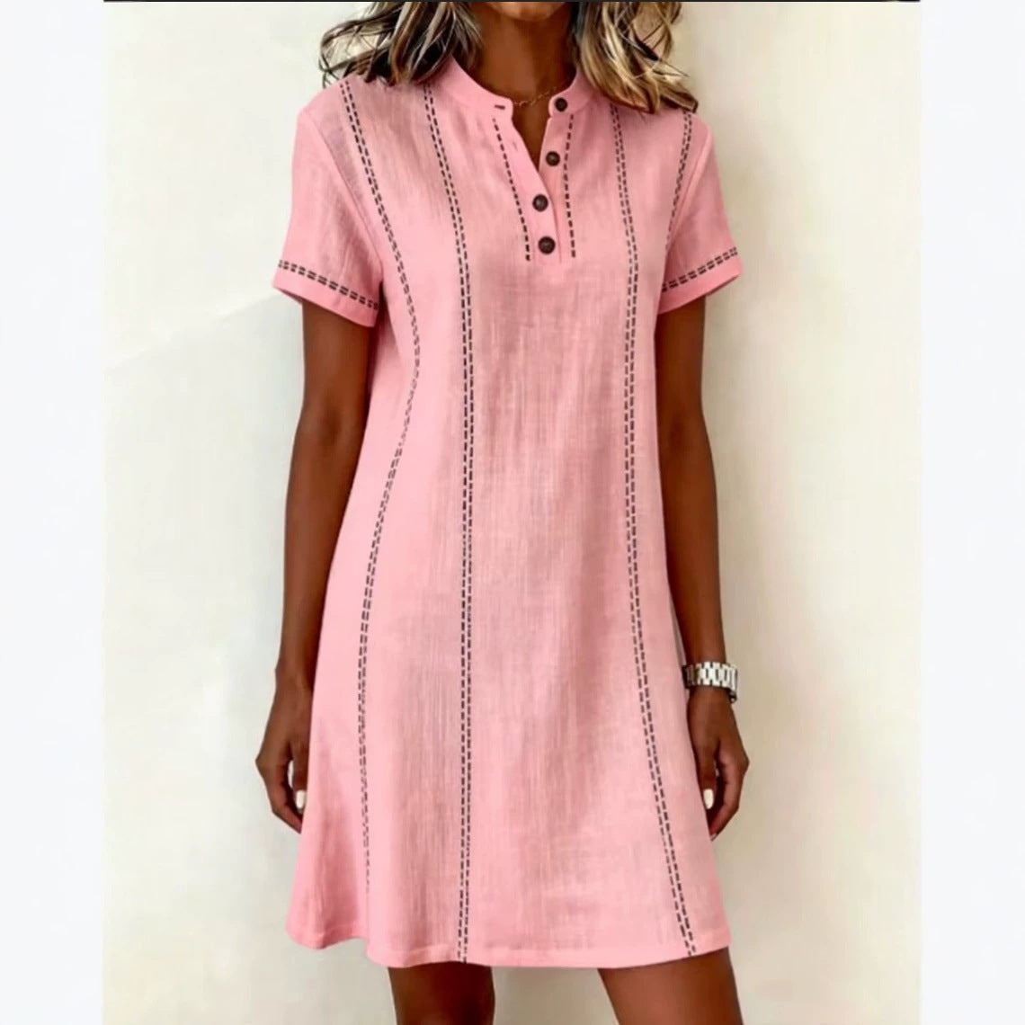 V-neck splicing shirt dress
