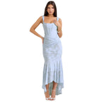 Sleeveless sexy fashion one-word neck tight dress