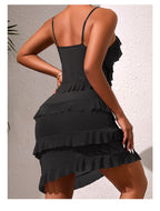 Wave solid color sexy slim nightdress