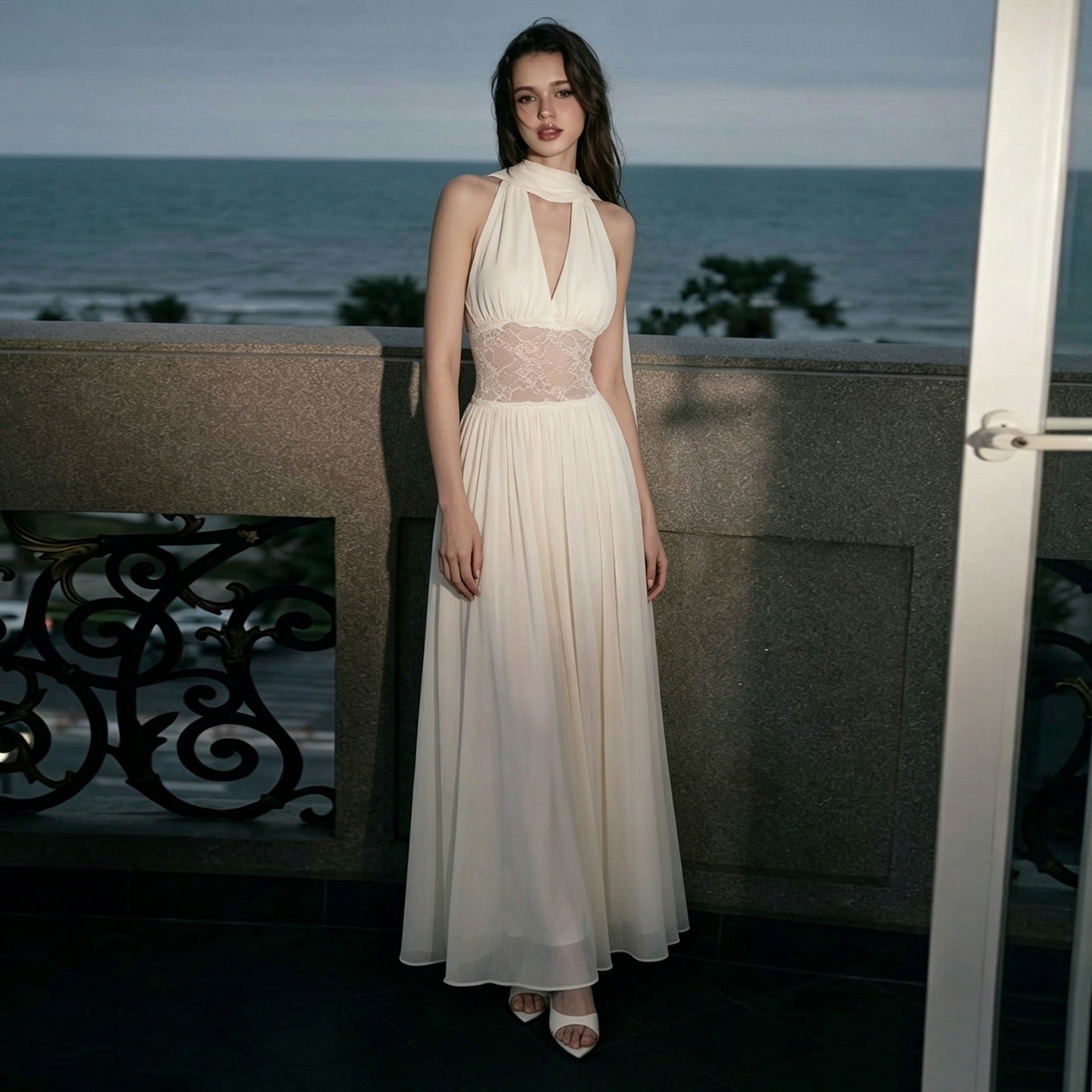 Waist Chiffon V-Neck Waist Dress