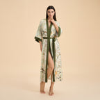 Satin chiffon bathrobe shuffle print nightgown