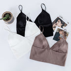 Yuyue Silk Camisole Bra - Lightweight Wire-Free Women's Mulberry Silk Underwear with Adjustable Thin Straps