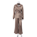 Simulated silk loungewear set