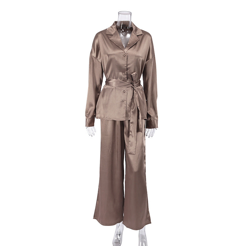 Simulated silk loungewear set