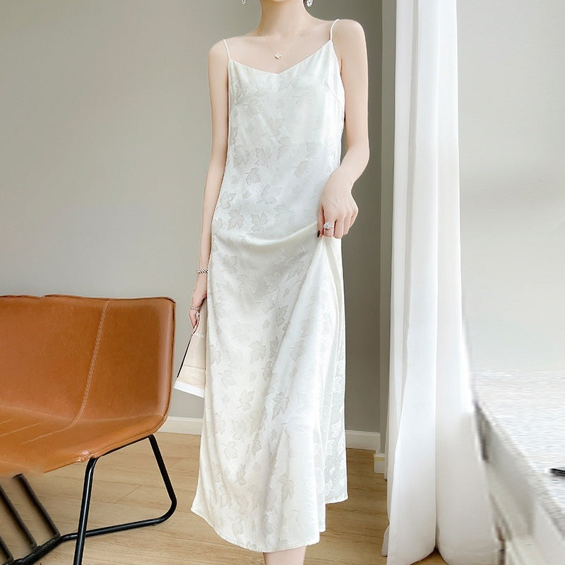 Silk mulberry silk suspender dress