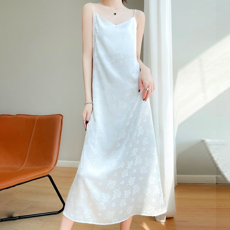 Silk mulberry silk suspender dress