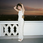 Crew neck dress silk velvet dress