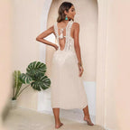 Hand hook spliced vest skirt sexy halter dress