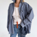 Cotton retro plaid cardigan top