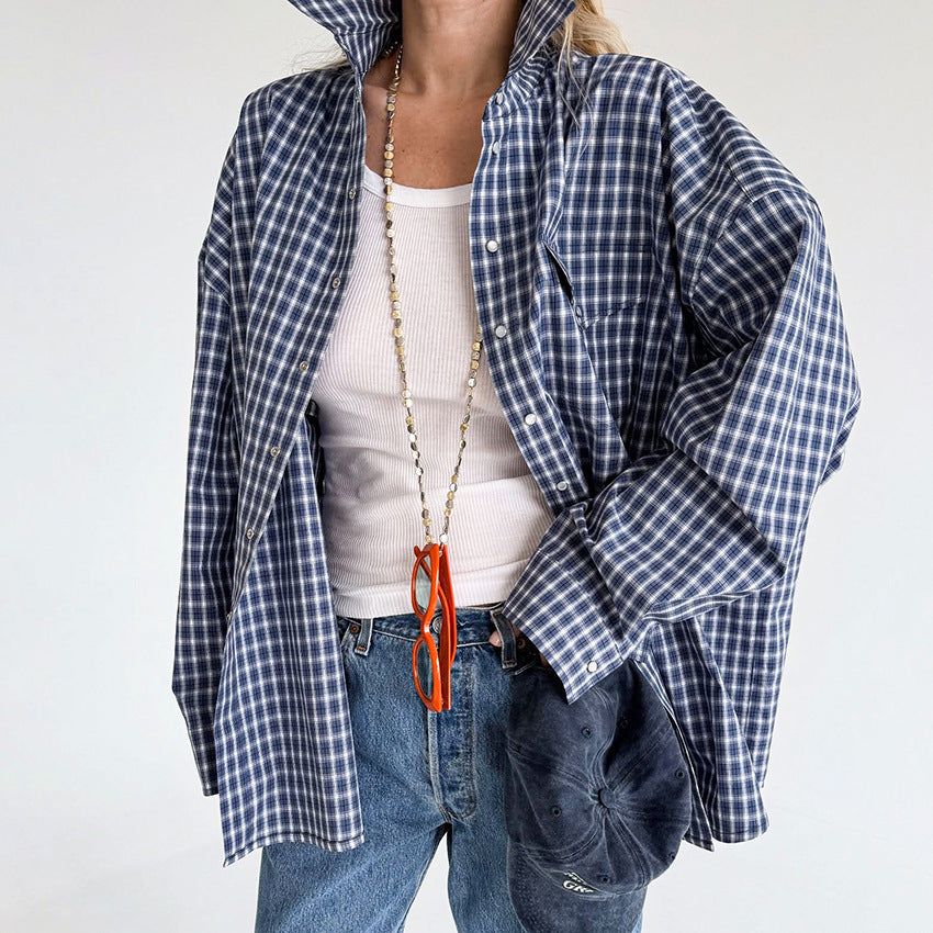 Cotton retro plaid cardigan top